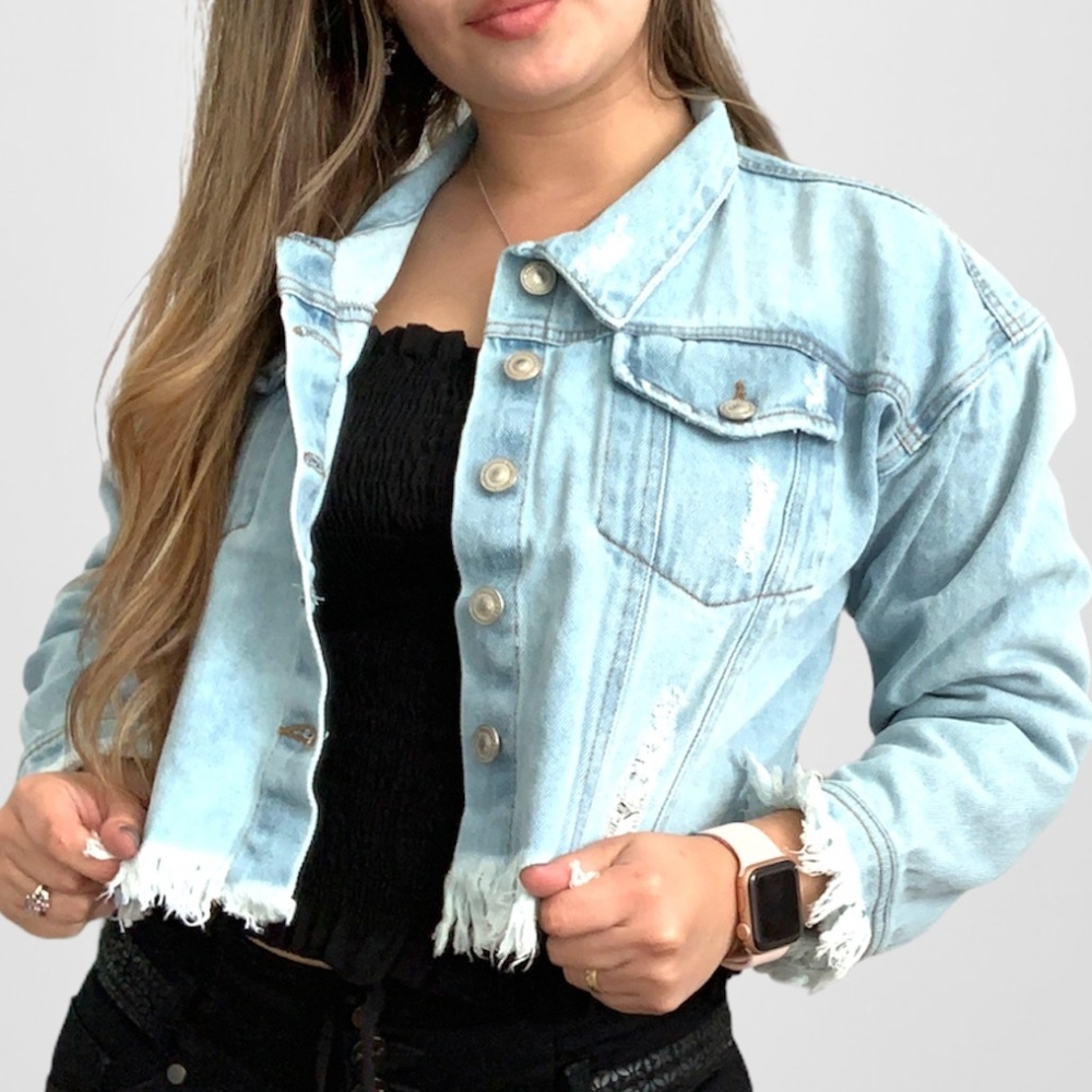 Distressed ripped Denim Jacket Vintage